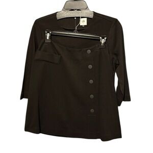 NWT CAbi Button Up 2 Piece Set Black Top & Skirt w/ Button Detail Size 2‎ Work